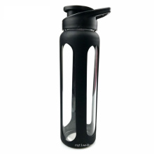 Custom Cheap 700ml Single Wall Glass Water Bottle With Flip Top Lid